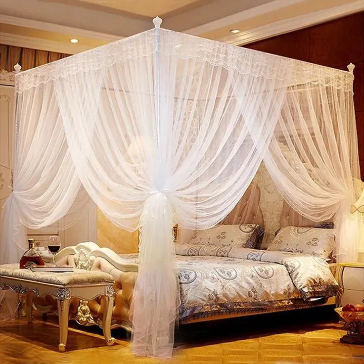 4 Colors Mosquito Net 4 Stands Mosquito Repellent Tent Bedding Accessories Canopy Bed Curtain Full Bed Princess Bedroom Decoration