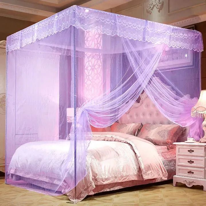 4 Colors Mosquito Net 4 Stands Mosquito Repellent Tent Bedding Accessories Canopy Bed Curtain Full Bed Princess Bedroom Decoration