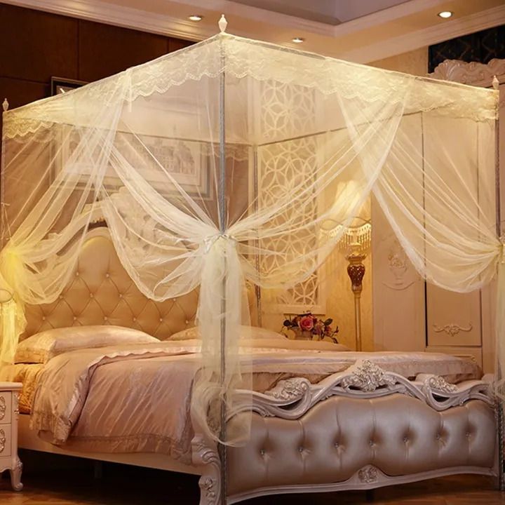 4 Colors Mosquito Net 4 Stands Mosquito Repellent Tent Bedding Accessories Canopy Bed Curtain Full Bed Princess Bedroom Decoration