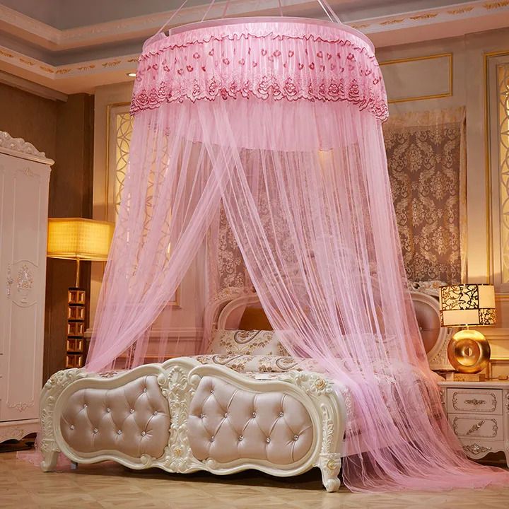 Big Round Mosquito Net Repellent Tent Bedding Accessories Ceiling Round Mosquito Net Bed Princess Canopy Bed Curtain Fine Sheer Mesh Dome Bed Canopies Kids Adults Lace Tent