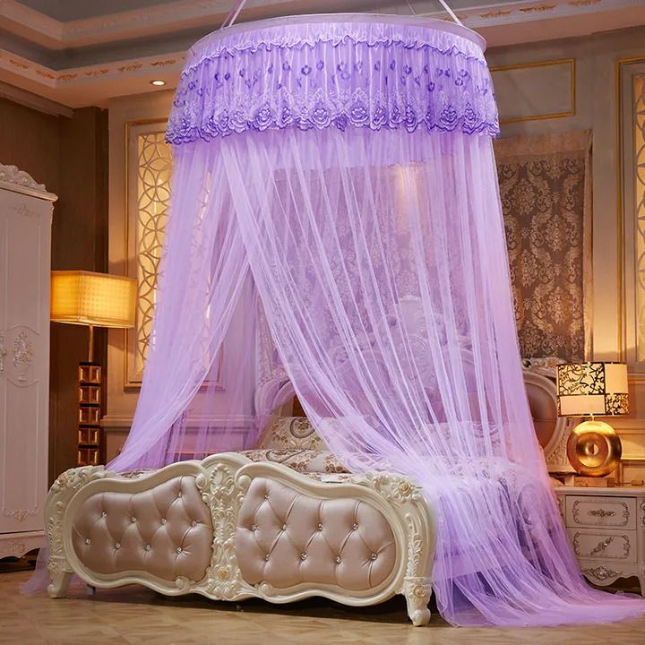 Big Round Mosquito Net Repellent Tent Bedding Accessories Ceiling Round Mosquito Net Bed Princess Canopy Bed Curtain Fine Sheer Mesh Dome Bed Canopies Kids Adults Lace Tent