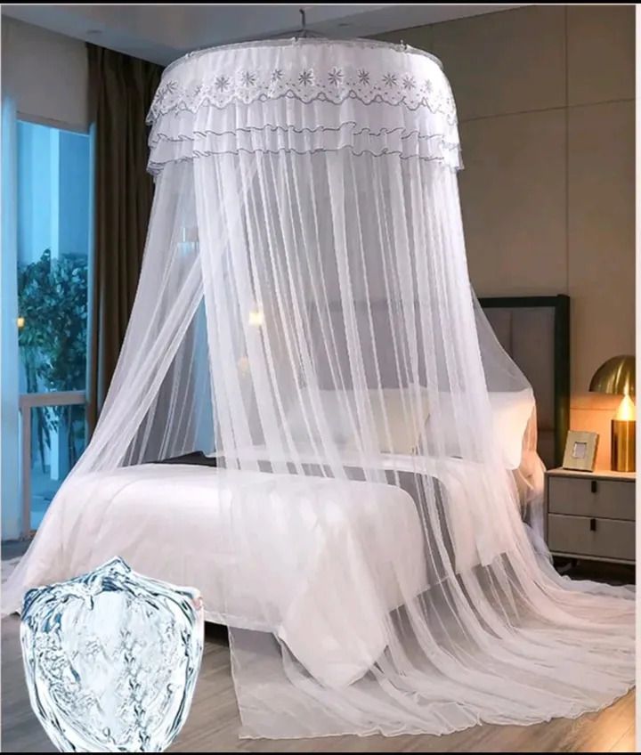 Big Round Mosquito Net Repellent Tent Bedding Accessories Ceiling Round Mosquito Net Bed Princess Canopy Bed Curtain Fine Sheer Mesh Dome Bed Canopies Kids Adults Lace Tent