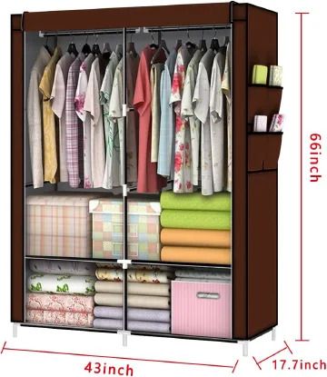 Two column wardrobes wardrobe Portable Closet, Wardrobe Closet with Storage Shelves Non-Woven Fabric Cover Closet Organizer for Bedroom