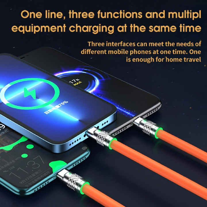 Charger cables Fast charging data cables Max120W 2.4A Charging Cable/ 3 specifications to choose from 【3-in-1 charging cables】【 Type-C charging cables】【Android charging cables】