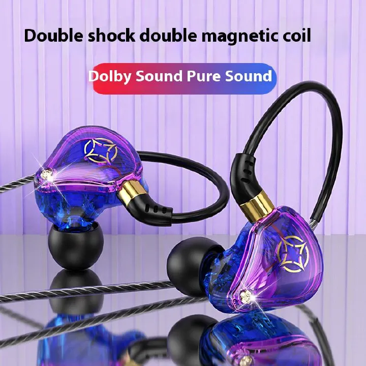 New 3.5mm Wired Earphones In-ear Noise Reduction Earpods HiFi Fever Heavy Bass Earbuds Gaming Headphones with Microphone Headphones