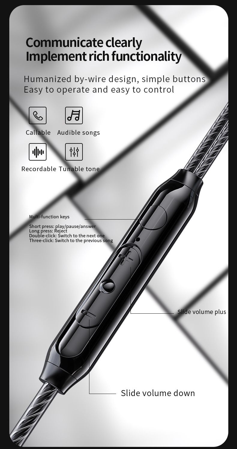 New 3.5mm Wired Earphones In-ear Noise Reduction Earpods HiFi Fever Heavy Bass Earbuds Gaming Headphones with Microphone Headphones