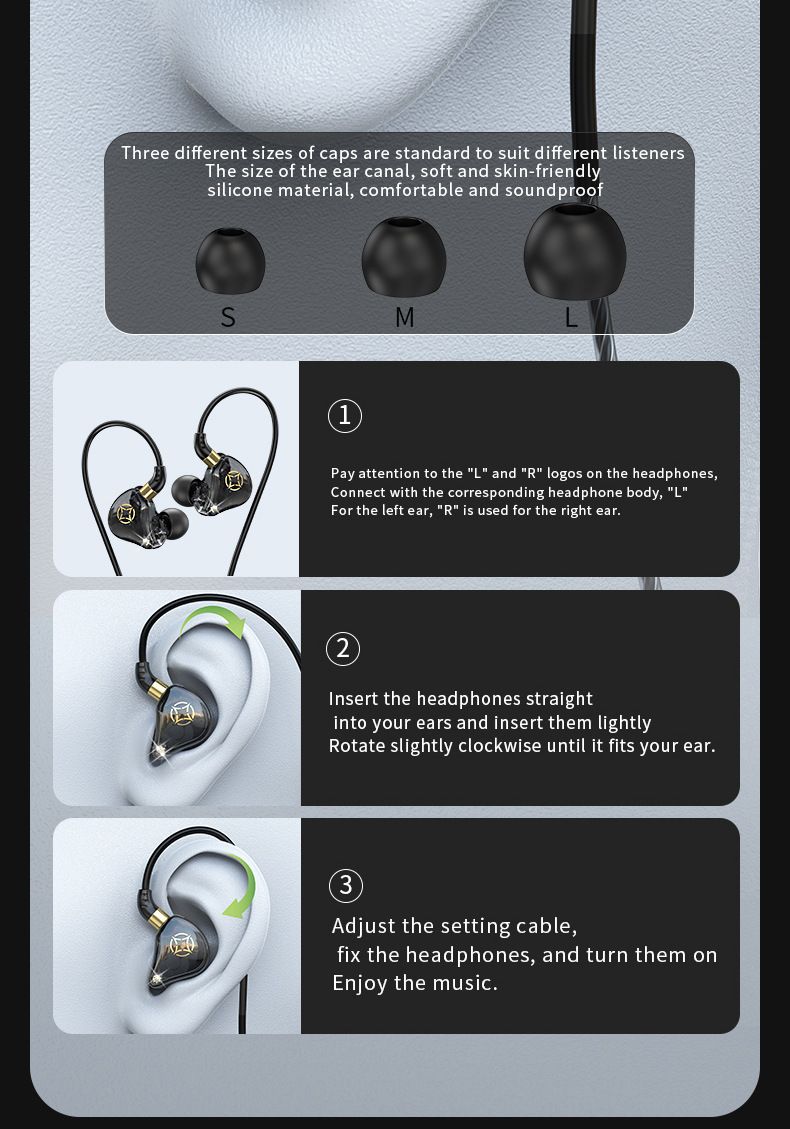 New 3.5mm Wired Earphones In-ear Noise Reduction Earpods HiFi Fever Heavy Bass Earbuds Gaming Headphones with Microphone Headphones