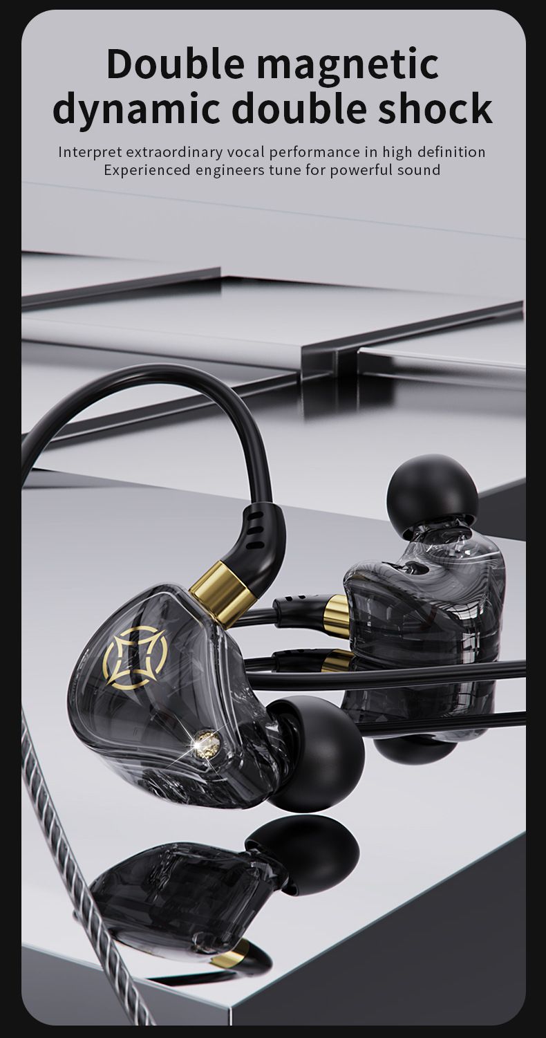 New 3.5mm Wired Earphones In-ear Noise Reduction Earpods HiFi Fever Heavy Bass Earbuds Gaming Headphones with Microphone Headphones
