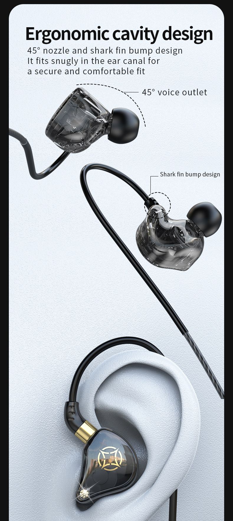 New 3.5mm Wired Earphones In-ear Noise Reduction Earpods HiFi Fever Heavy Bass Earbuds Gaming Headphones with Microphone Headphones