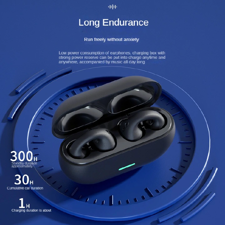 Bluetooth Earpods Running Wireless Earbuds Ear-Clip TWS HiFi True Wireless Stereos Earpods Sports Headset Bone Conduction With Power Bank For All Phone Bluetooth Earphones