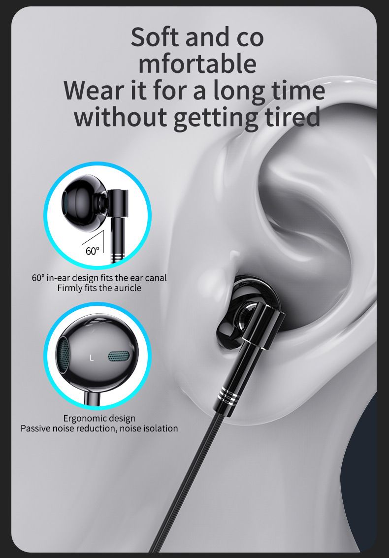 Lavalier Dual Microphone Headphones Recording Live Broadcast National K song L-shaped elbow gaming wired earphones