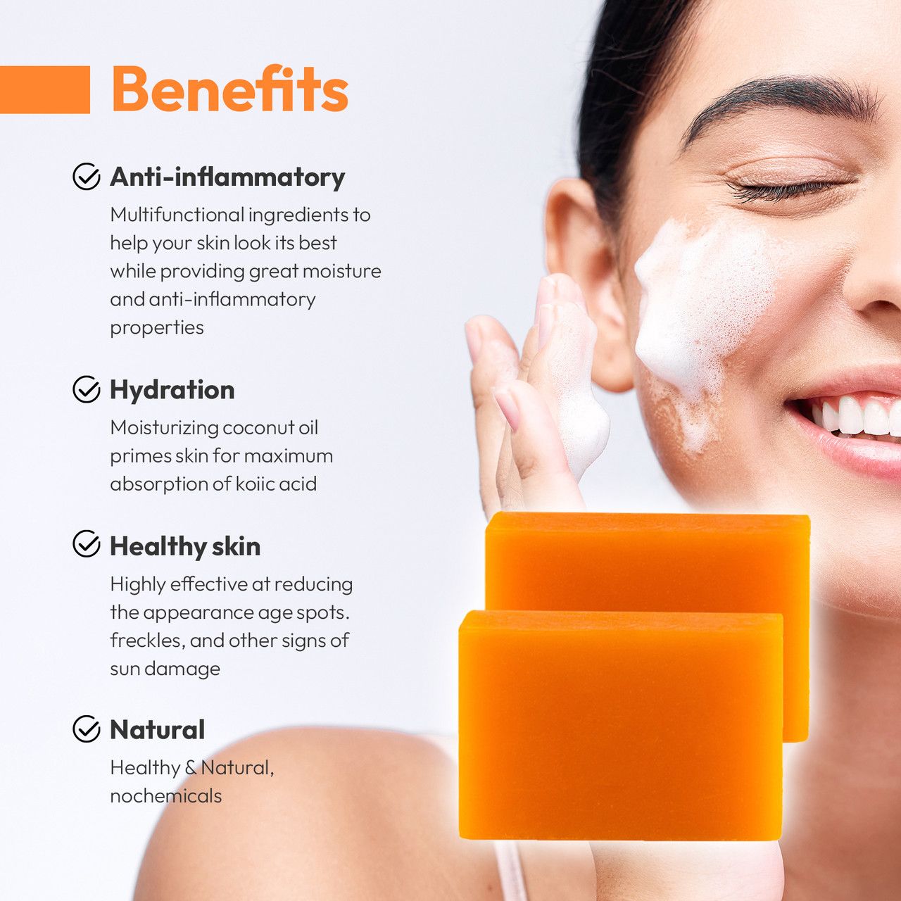 Kojic Acid (ORIGINAL) Soap Skin Brightening Soap – Reduces Dark Spots, Hyper-pigmentation, & other types of skin damage