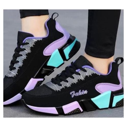 Fashion Quality Ladies Sneakers-Black Purple