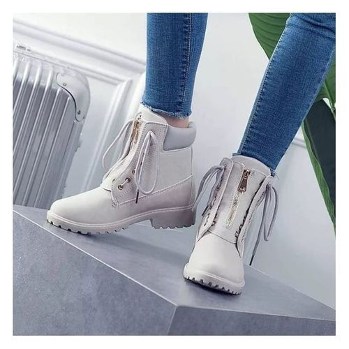 PU Leisure Shoes Women Boots Comfort Flat Heel Ankle Casual Lady Boot