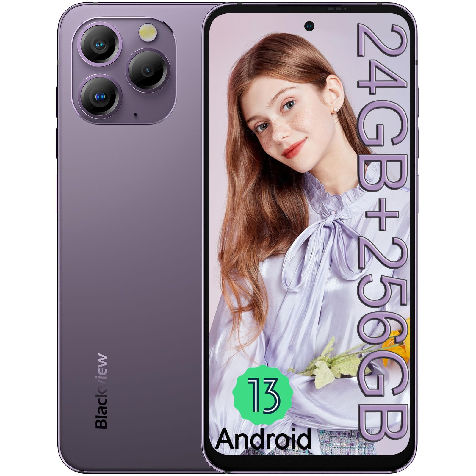Blackview A96 12GB+256GB  6.5 Inches 48MP+8MP+16MP Camera Android 13 Fingerprint Identification Smartphone Helio G99 4380 mAh Mobile Phone 6.5'' 2.4K Display With 120Hz Cellphone