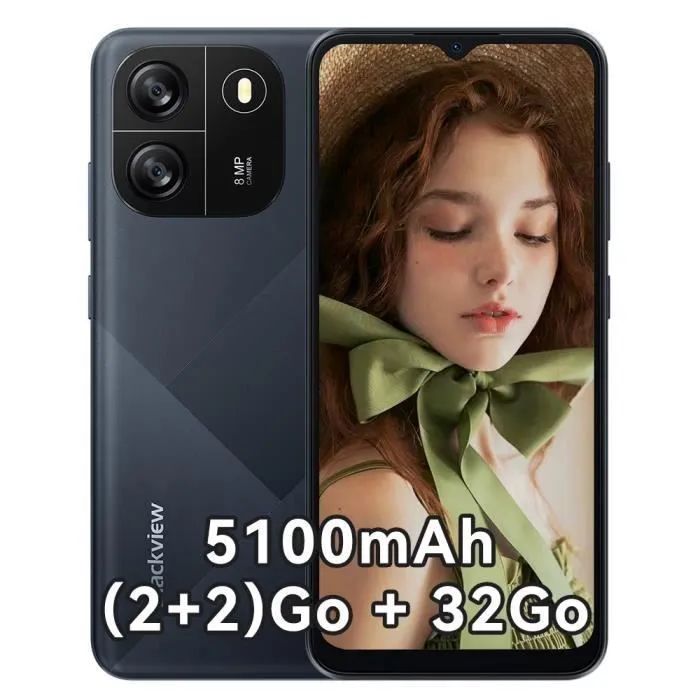 Blackview Wave 6C Smartphone 4(2+2)GB RAM+32GB ROM  6.5 Inches HD+IPS  (Dual SIM), 5100mAh  Face unlock Android 13 Smartphone