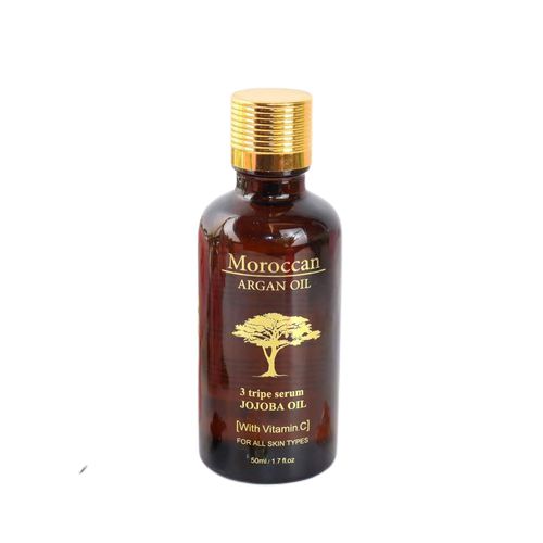 Moroccan Argan Oil Triple Vitamin Booster Serum -  With Organic Jojoba Oil, Vitamin C, E & F - Fades Stubborn Dark Spots, Acnes, Scares, Sun spots and Blemishes