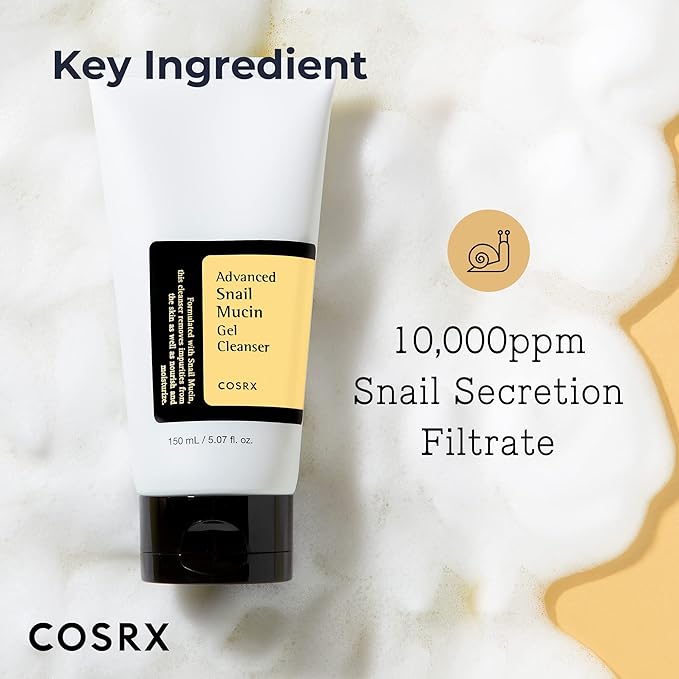 COSRX Advanced Snail Mucin Gel Cleanser, 5.07 Fl Oz / 150 mL | Rich Daily Deep Cleansing Gel for Dry & Sensitive Skin