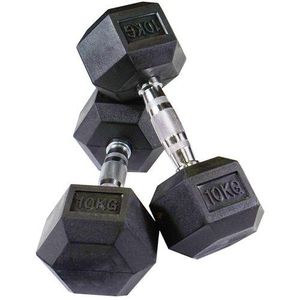 10KG SINGLE HAND Black Hexagon Dumbells Weight Set