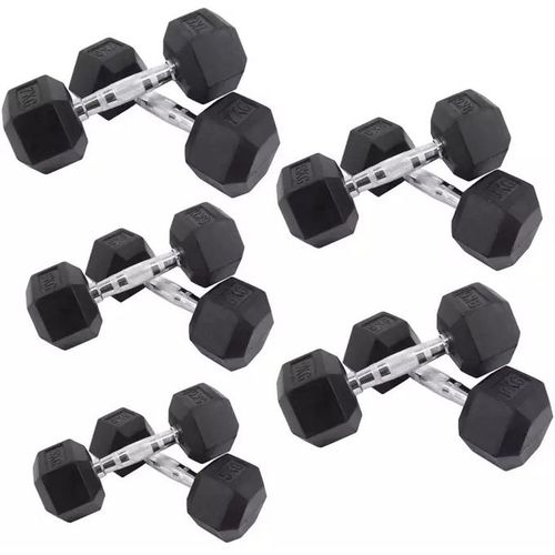 10KG SINGLE HAND Black Hexagon Dumbells Weight Set