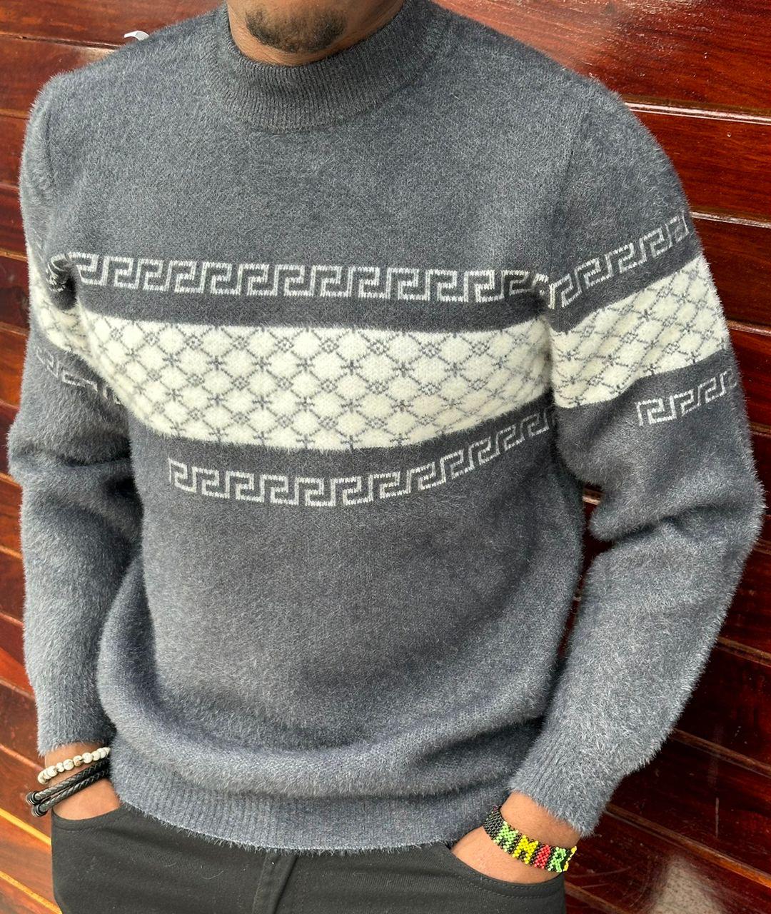 Men's Long Sleeve Round Neck Sweater Jumper Knit Top with Checkered Plaid Print Men's Color Lock Long Sleeve Round Neck Pullover Sweater Thermal