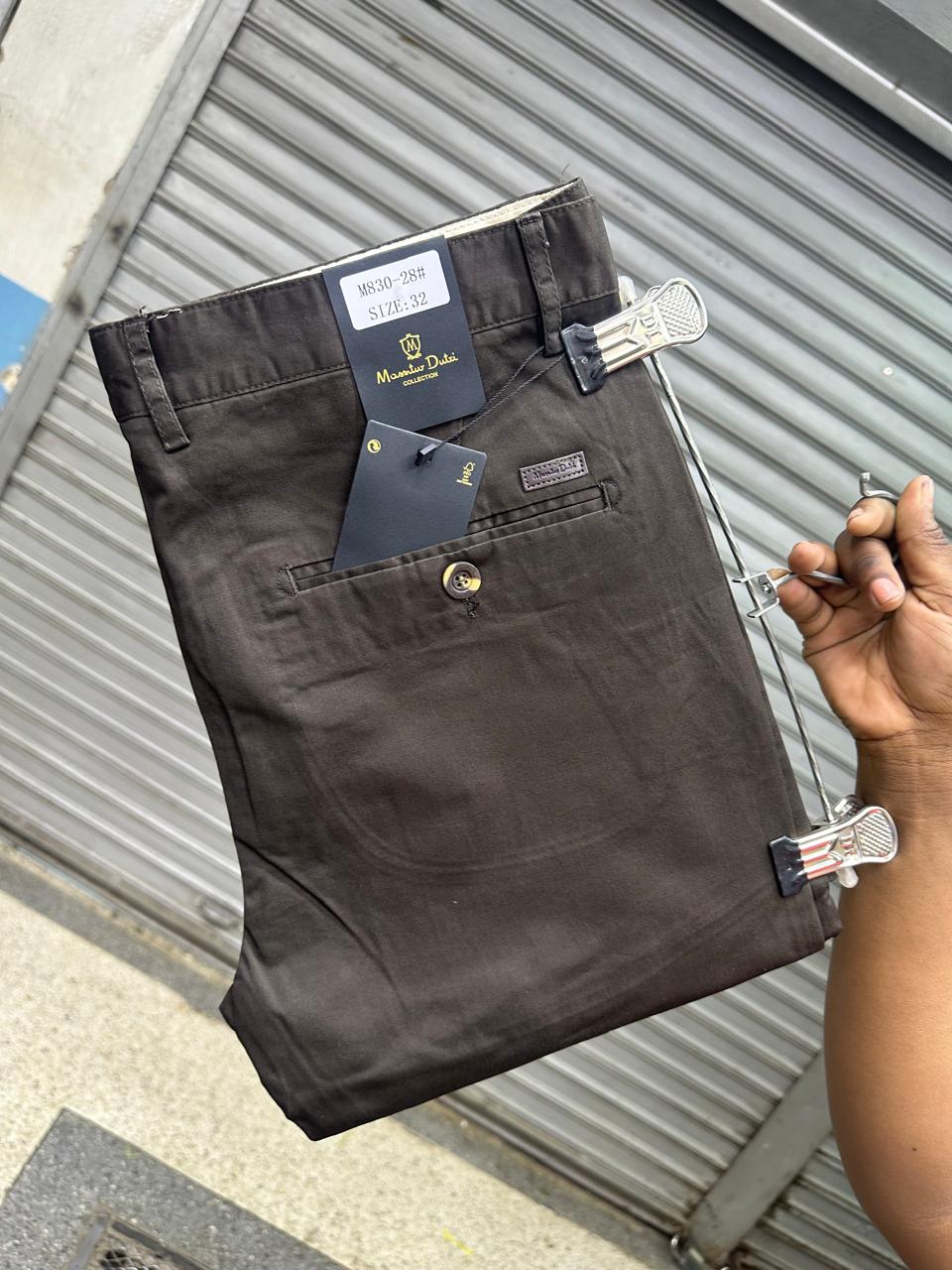 Classic timeless High quality soft Khaki men trousers straight slim fit smart casual trouser