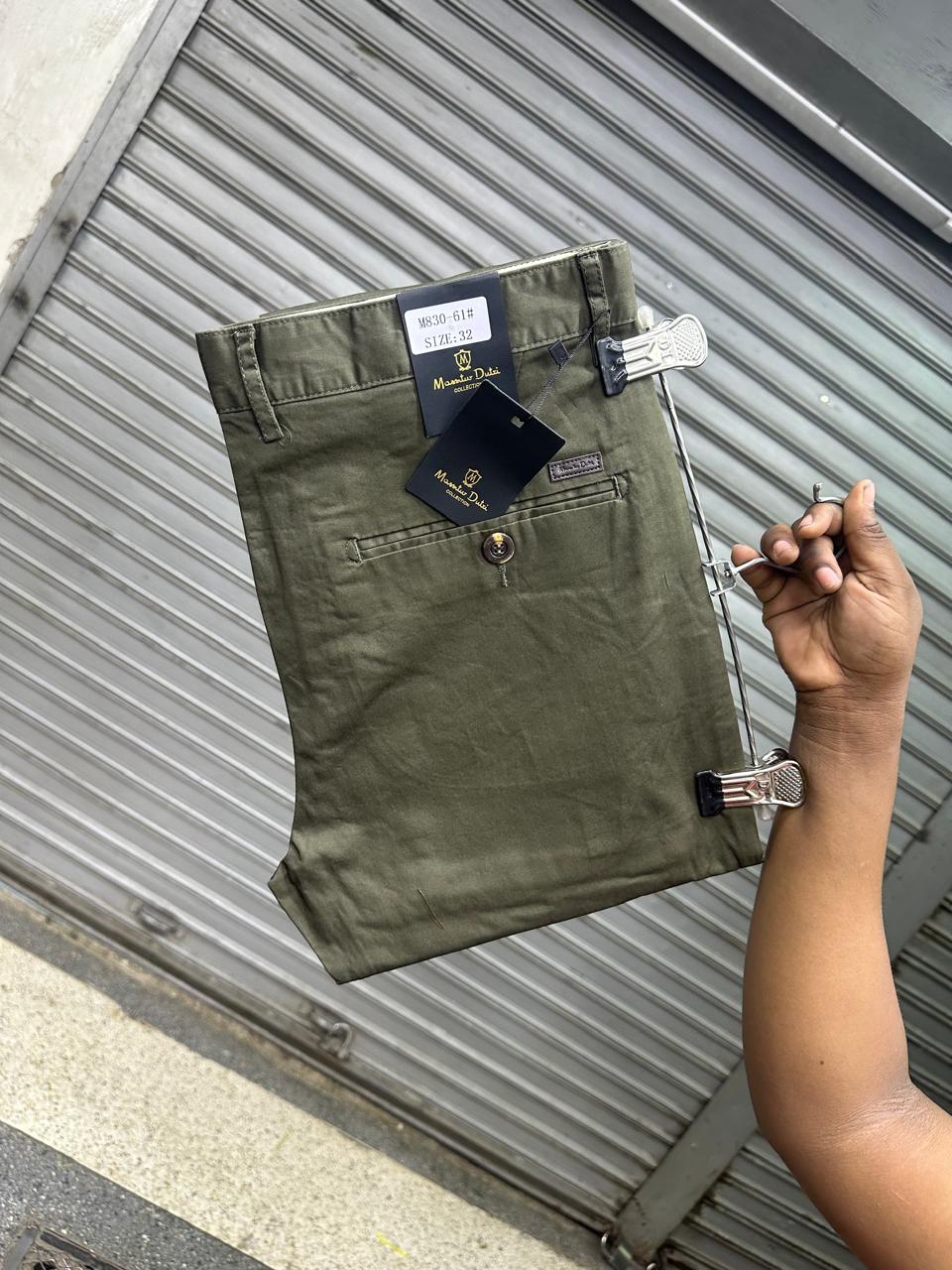 Classic timeless High quality soft Khaki men trousers straight slim fit smart casual trouser