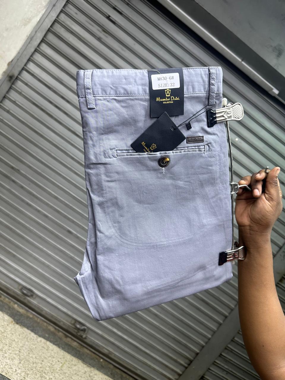 Classic timeless High quality soft Khaki men trousers straight slim fit smart casual trouser