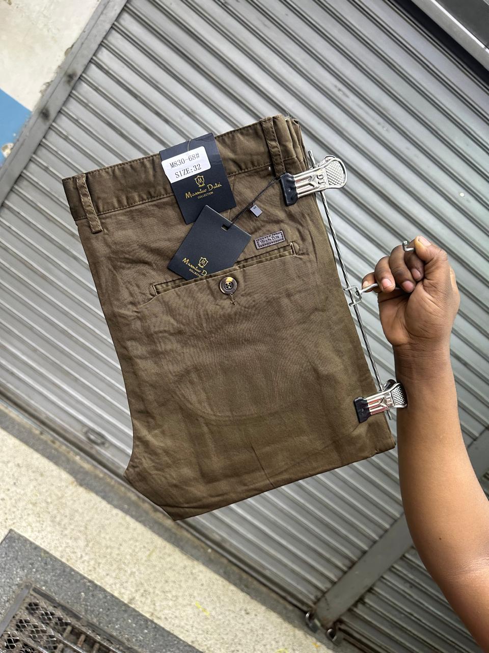 Classic timeless High quality soft Khaki men trousers straight slim fit smart casual trouser