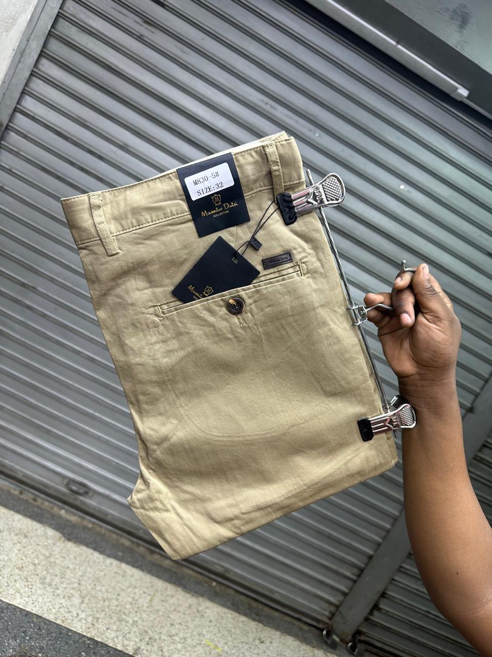 Classic timeless High quality soft Khaki men trousers straight slim fit smart casual trouser