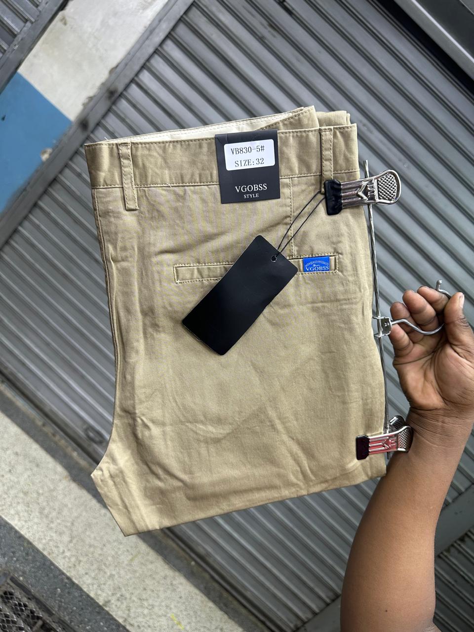 Classic timeless High quality soft Khaki men trousers straight slim fit smart casual trouser