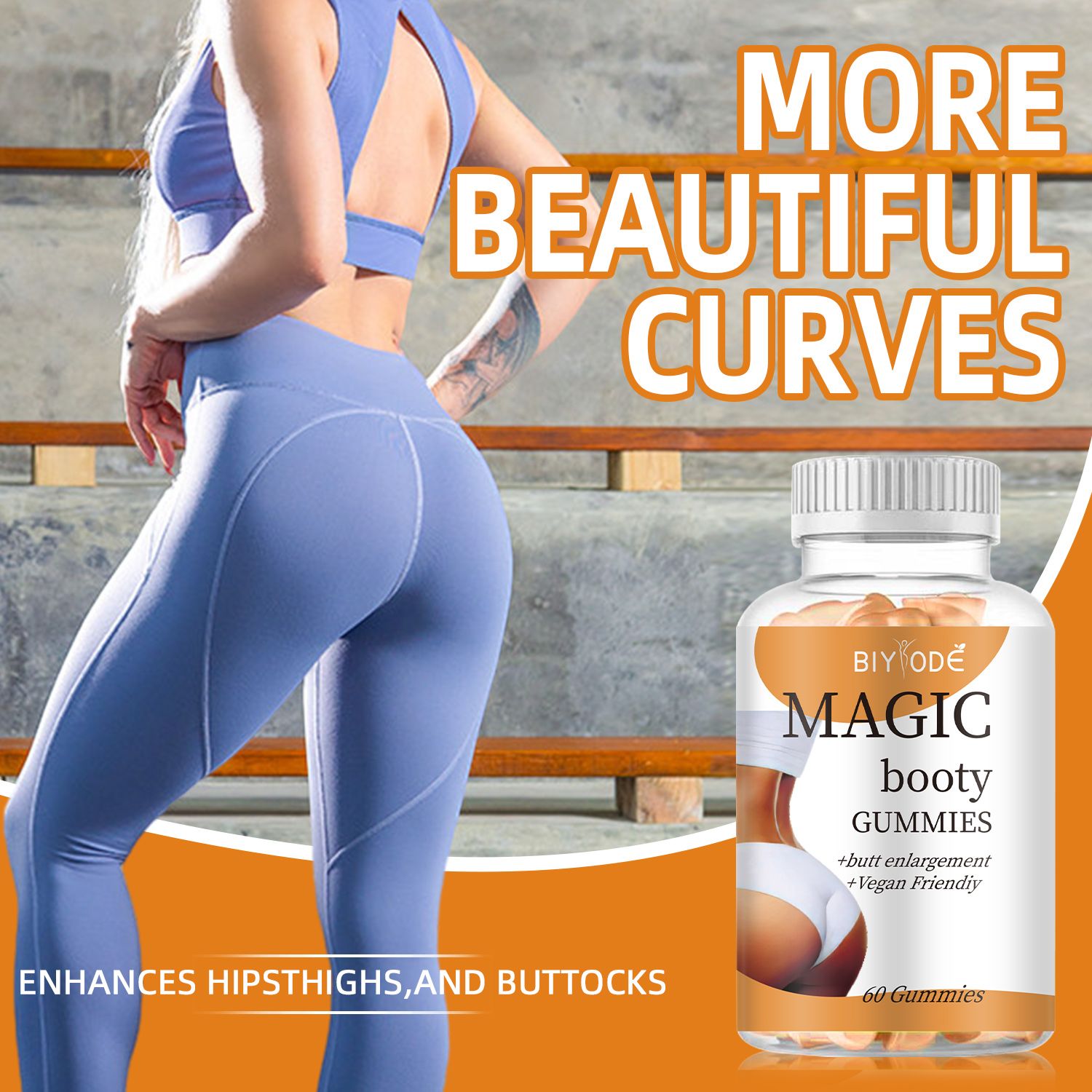 BBL Butt Enhancer, Natural Butt Enhancer Vitamins, Workout Support, Butt Enhancer, Women's Multivitamin, Max Gain, 60 Vegetarian Gummies