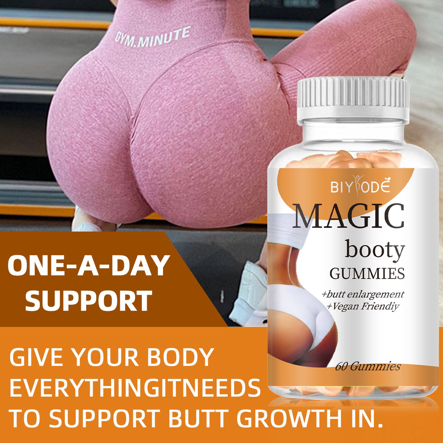 BBL Butt Enhancer, Natural Butt Enhancer Vitamins, Workout Support, Butt Enhancer, Women's Multivitamin, Max Gain, 60 Vegetarian Gummies