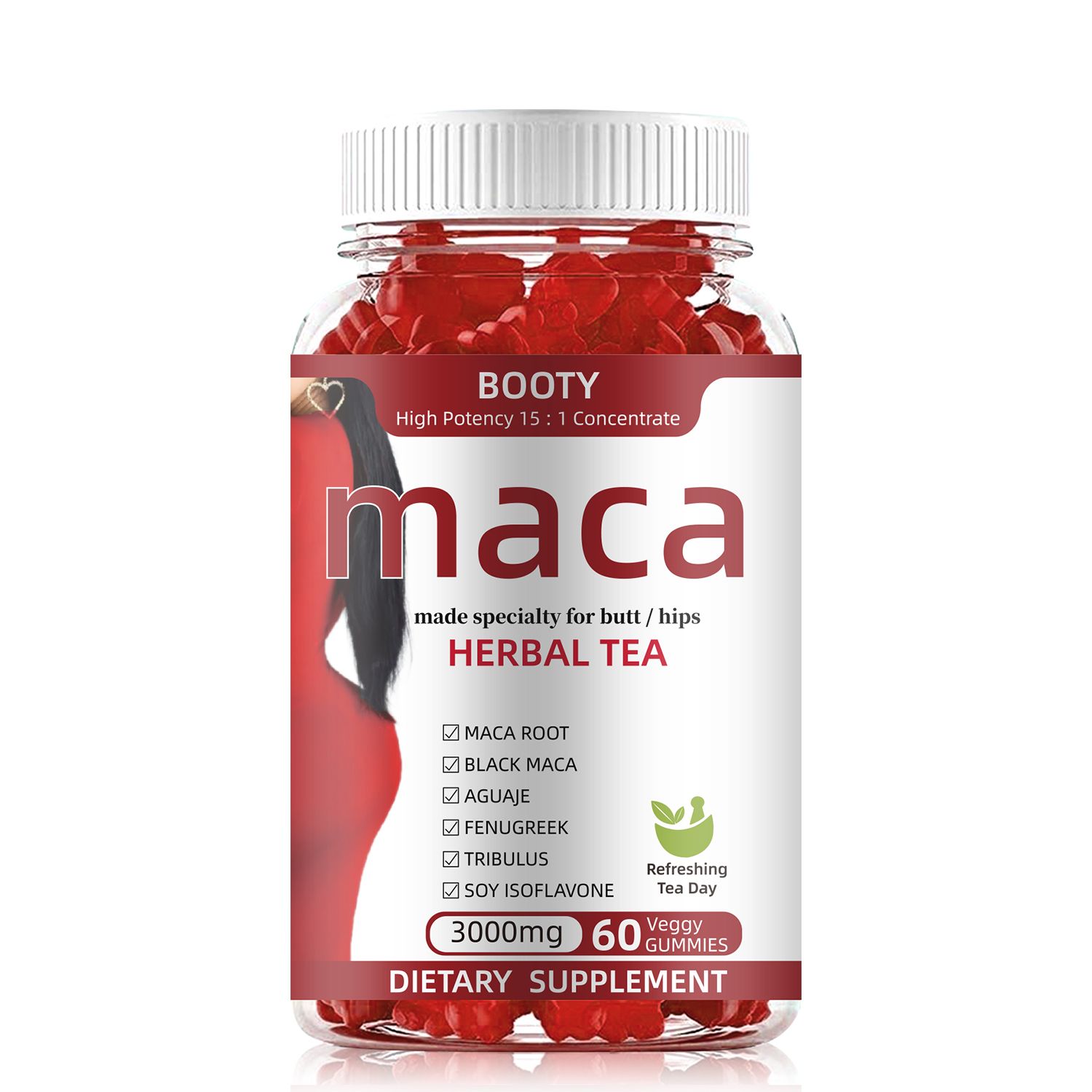 BBL Premium Butt Enhancement Gummies - Maca Root Aguaje Fenugreek Dong Qua Extract- Enlarge buttocks, lift, firm, and firm for more beautiful curves 60 Gummies
