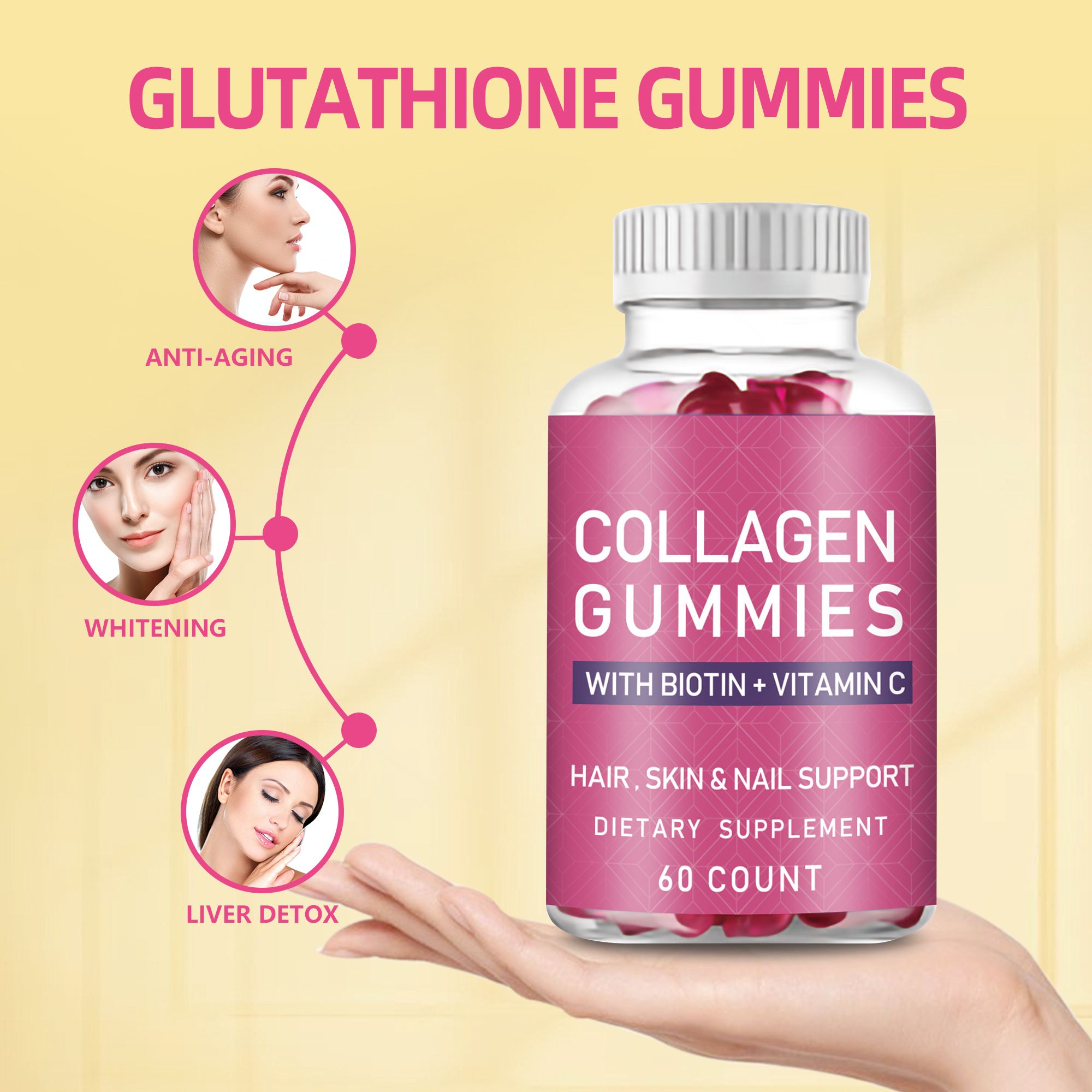 BIYODE Collagen Gummies with Biotin + Vitamin C for your hair, skin and nails Enjoy healthier, radiant skin and hair Dietary Supplement 60 capsules