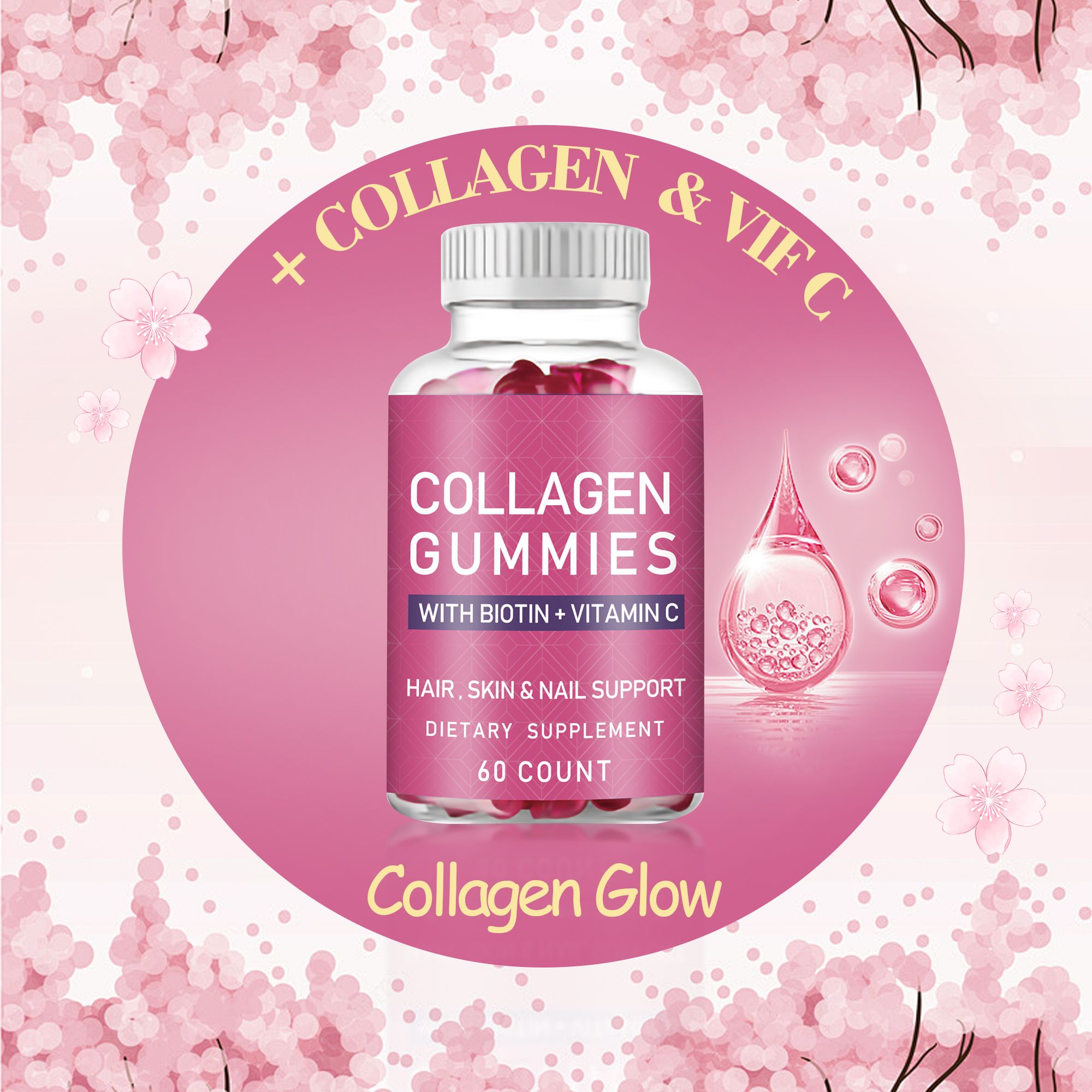 BIYODE Collagen Gummies with Biotin + Vitamin C for your hair, skin and nails Enjoy healthier, radiant skin and hair Dietary Supplement 60 capsules