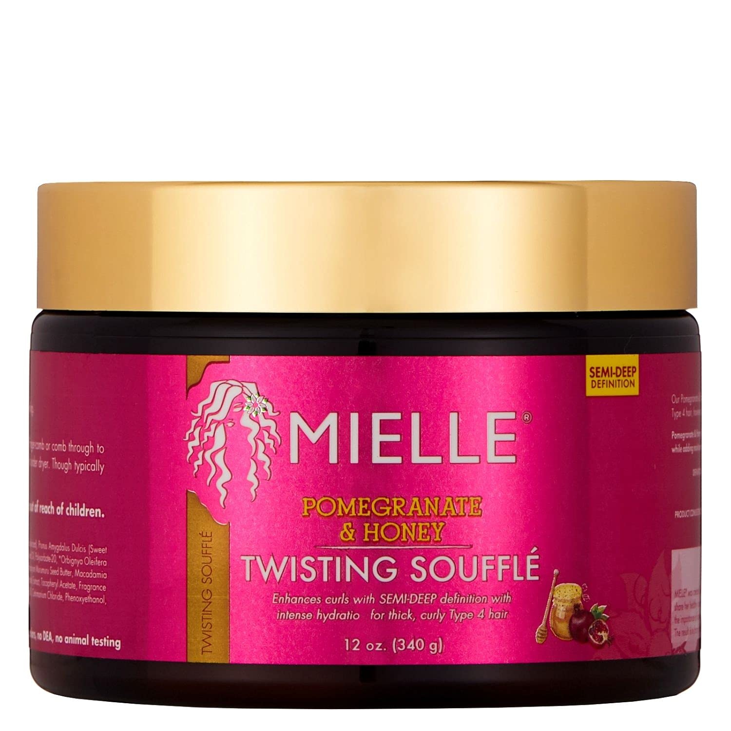 Mielle Pomegranate And Honey Twisting Souffle 340g;A lightweight, specially formulated Type 4 hair product,conditions, protects and provides semi-deep definition.