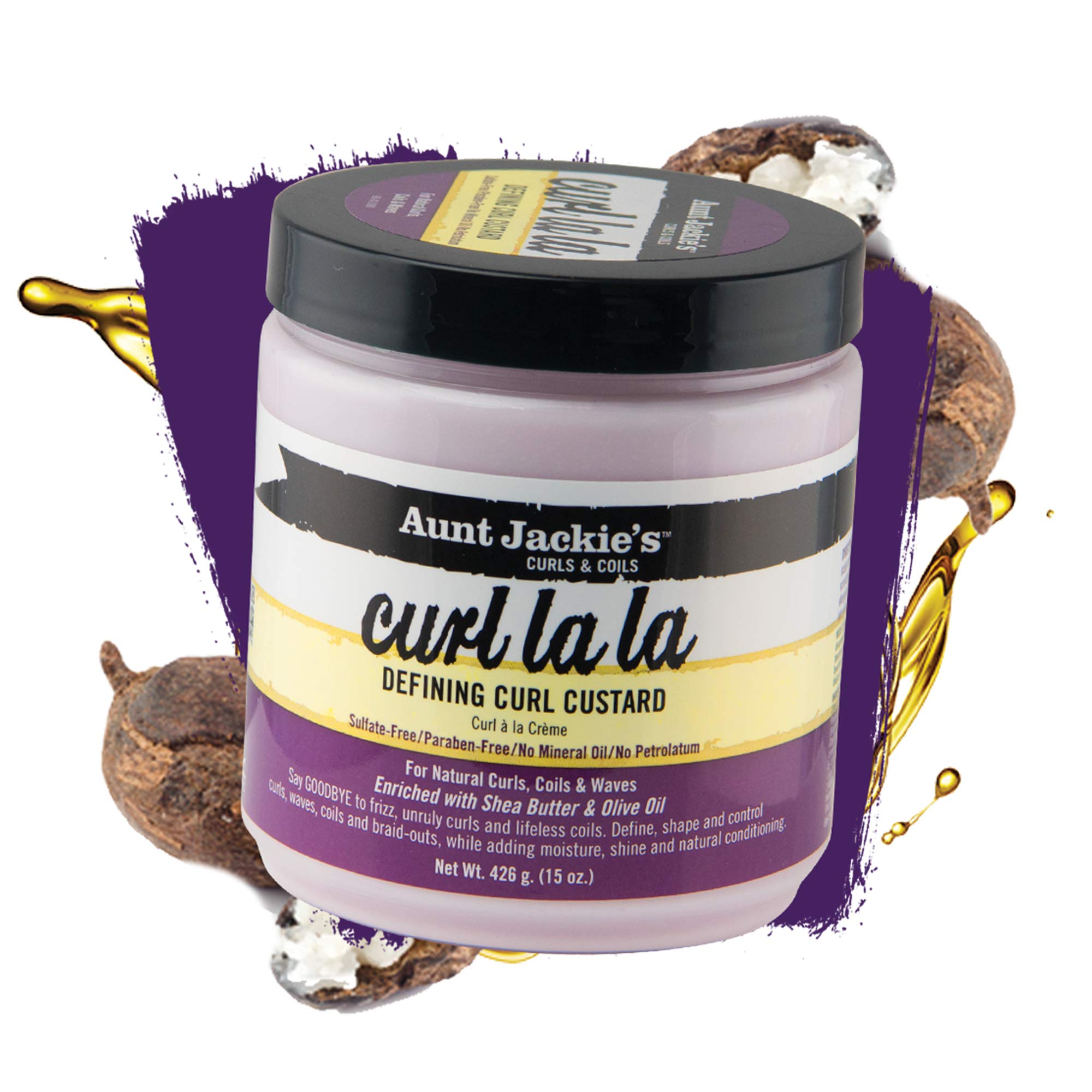 Aunt Jackie's Curl LaLa Curl Custard 426g; Define, shape and control your hair's curls, waves, coils and braid-outs,add moisture, shine and natural conditioning, For natural hair curls, coils and wave