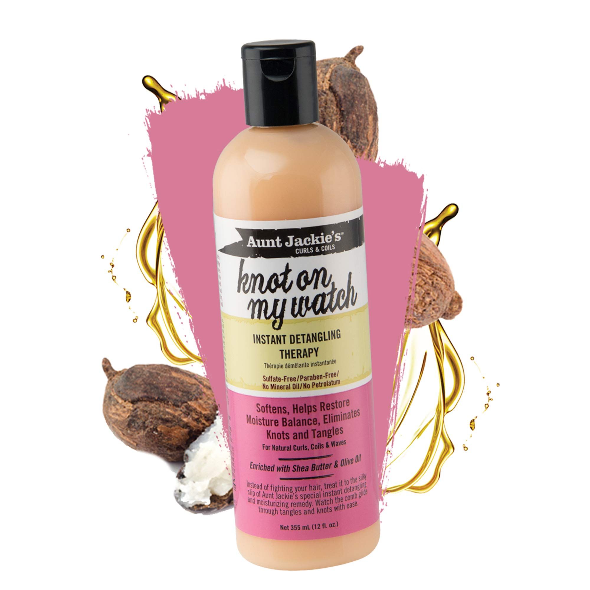 Aunt Jackie's Curls and Coils Knot On My Watch Instant Hair Detangling Therapy for Natural Curls, Coils and Waves, Enriched with shea Butter 237 ml