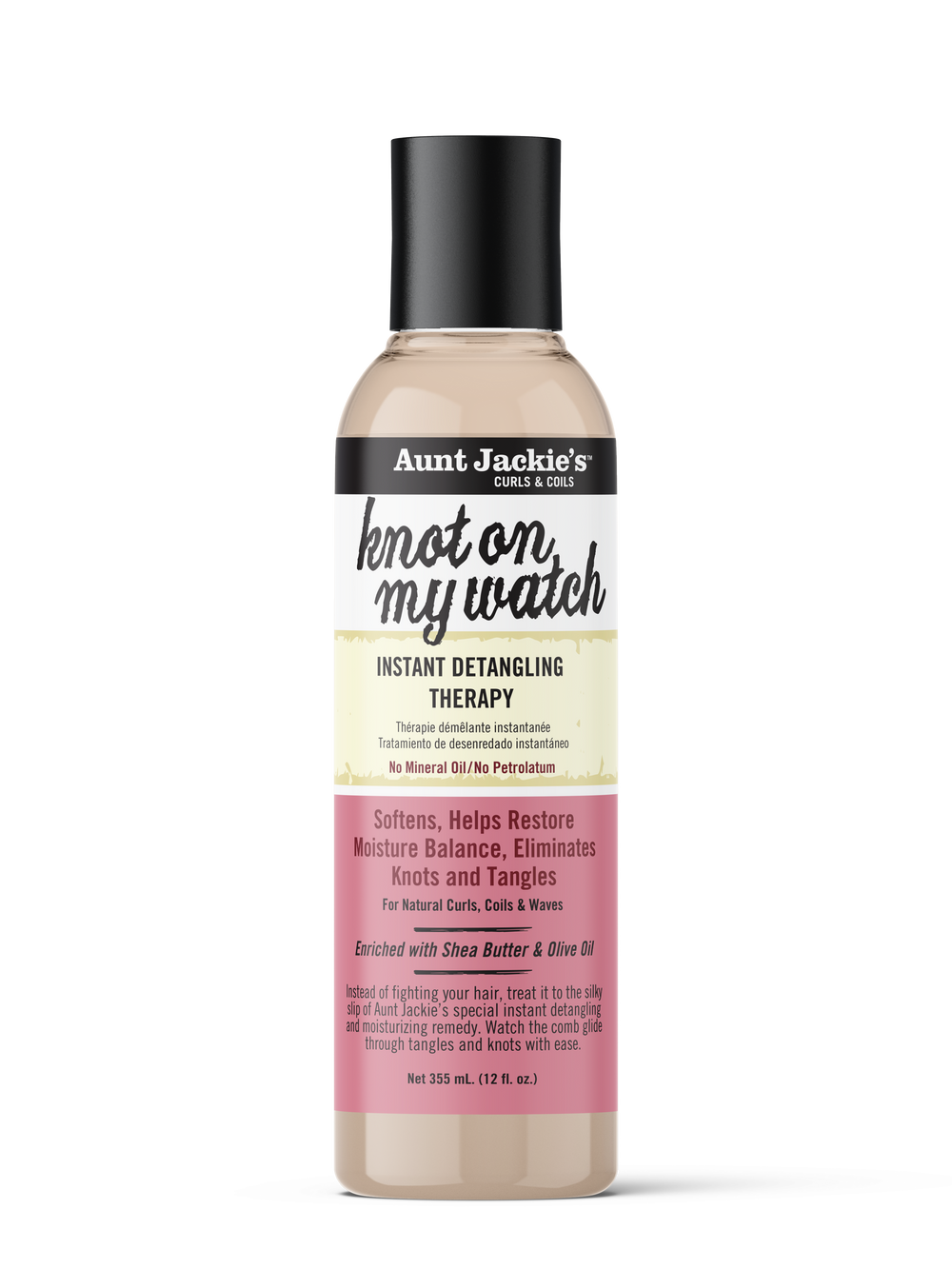 Aunt Jackie's Curls and Coils Knot On My Watch Instant Hair Detangling Therapy for Natural Curls, Coils and Waves, Enriched with shea Butter 237 ml