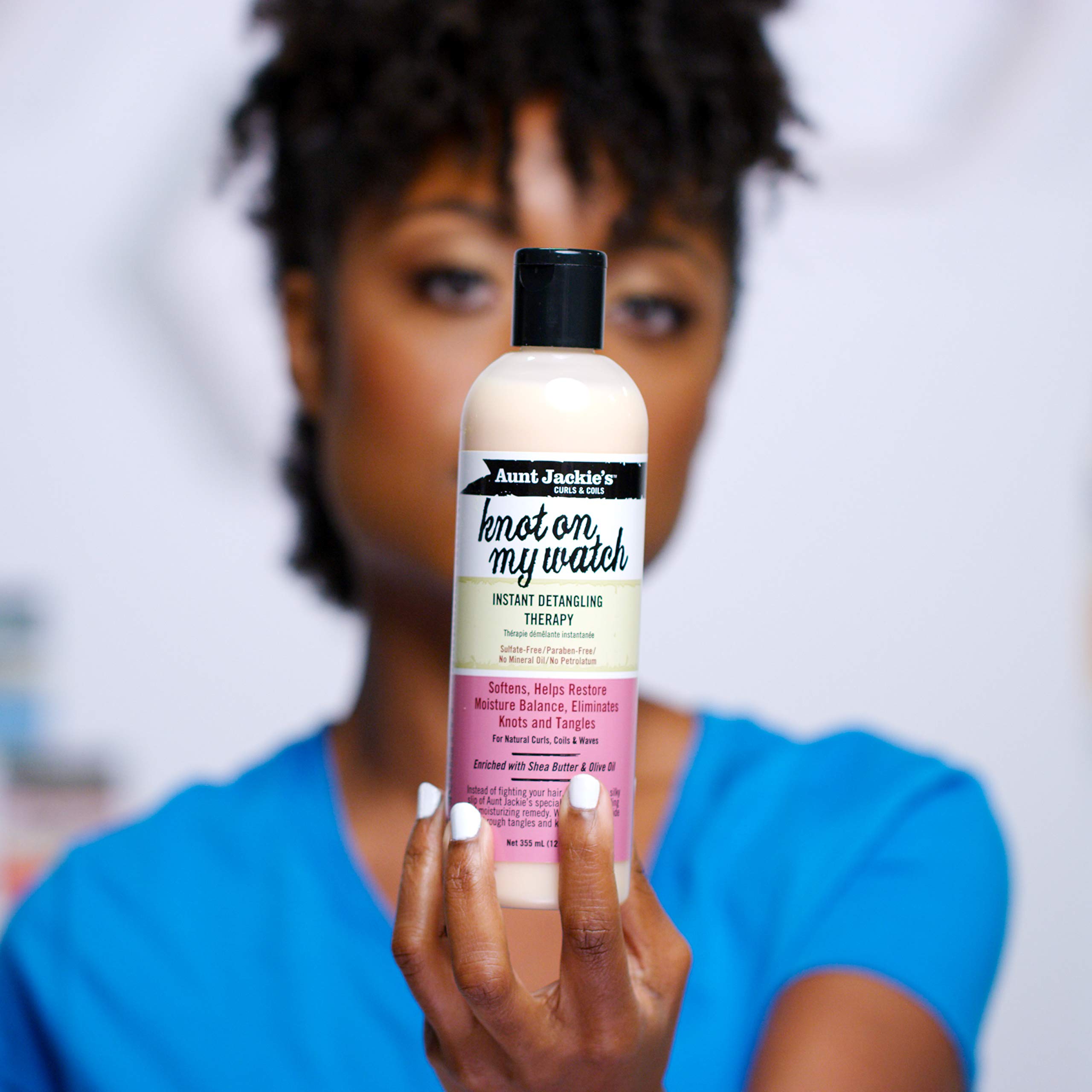 Aunt Jackie's Curls and Coils Knot On My Watch Instant Hair Detangling Therapy for Natural Curls, Coils and Waves, Enriched with shea Butter 237 ml