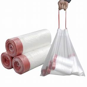 Drawstring Trash Bag 400GSM 15's 450*500; Heavy Duty Construction, Leak Proof &Tear Resistance; Drawstring Closure Design for Convenient Carry