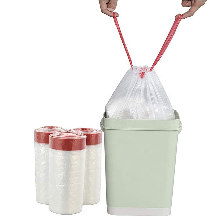 Drawstring Trash Bag 400GSM 15's 450*500; Heavy Duty Construction, Leak Proof &Tear Resistance; Drawstring Closure Design for Convenient Carry