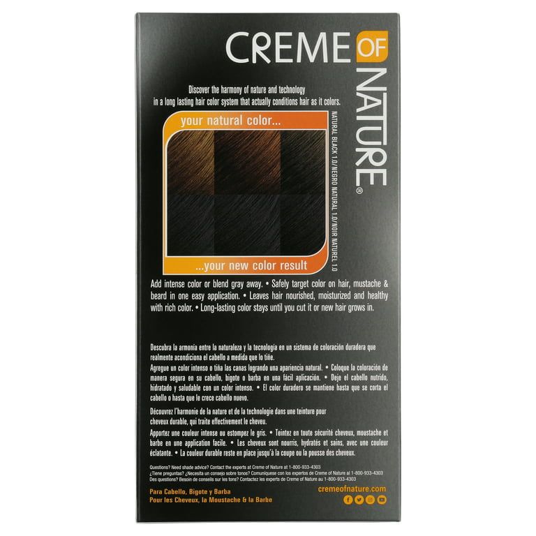 Creme Of Nature Natural Black Permanent Hair Color # 1.0 67.5ml