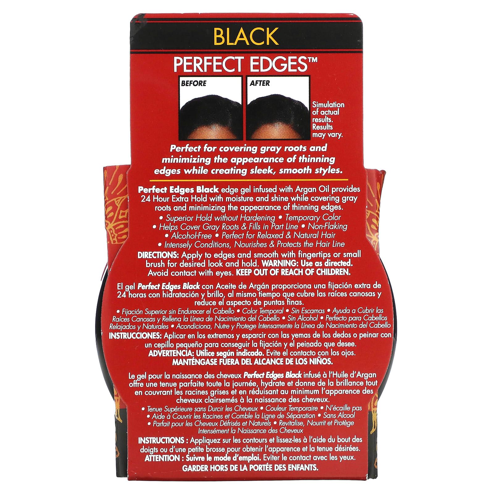 Creme Of Nature Argan Oil Perfect Edges Edge Control Gel- Black 63.7g