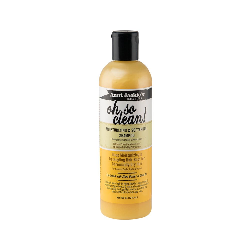Aunt Jackie's Curls and Coils Oh So Clean Deep Moisturizing and Softening Hair Shampoo for Natural Curls, Coils and Waves, Enriched shea Butter 355 ml
