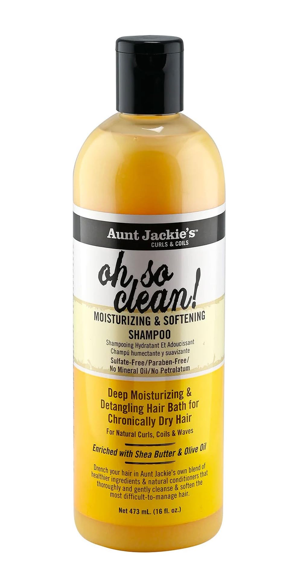 Aunt Jackie's Curls and Coils Oh So Clean Deep Moisturizing and Softening Hair Shampoo for Natural Curls, Coils and Waves, Enriched shea Butter 355 ml