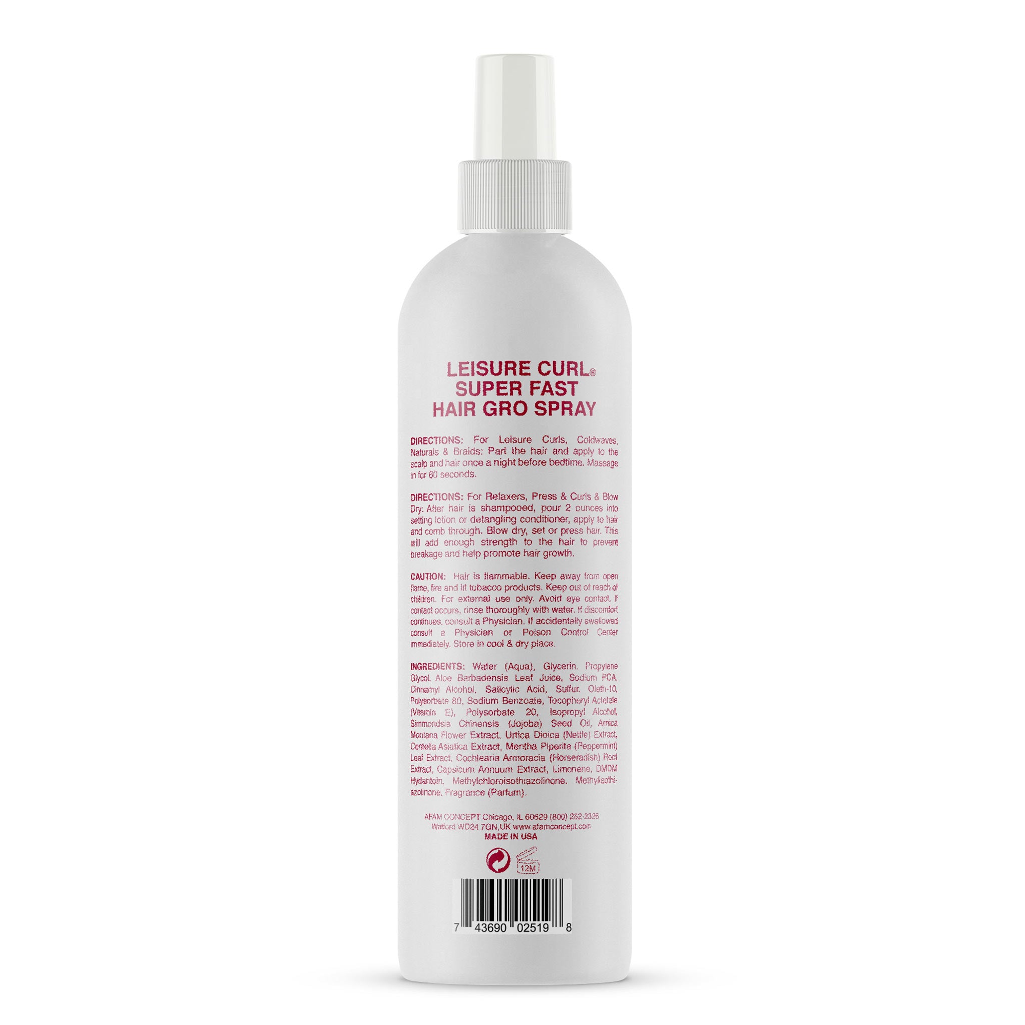 Leisure Curl Super Fast Hair Gro Spray 474ml (It strengthens strands so hair becomes longer and stronger. Jojoba Oil, Aloe Vera and Vitamin E help moisturize hair so it breaks less.)
