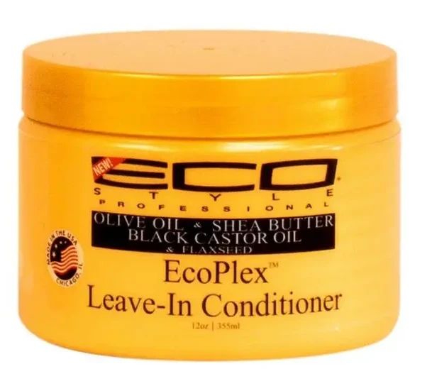 EcoPlex Leave-In Conditioner 355ml (Eco Style EcoPlex Leave-In Conditioner - Olive Oil - Shea Butter - Black Castor Oil - Flaxseed - Conditions - Repairs - Moisturizes - Promotes Hair Growth)