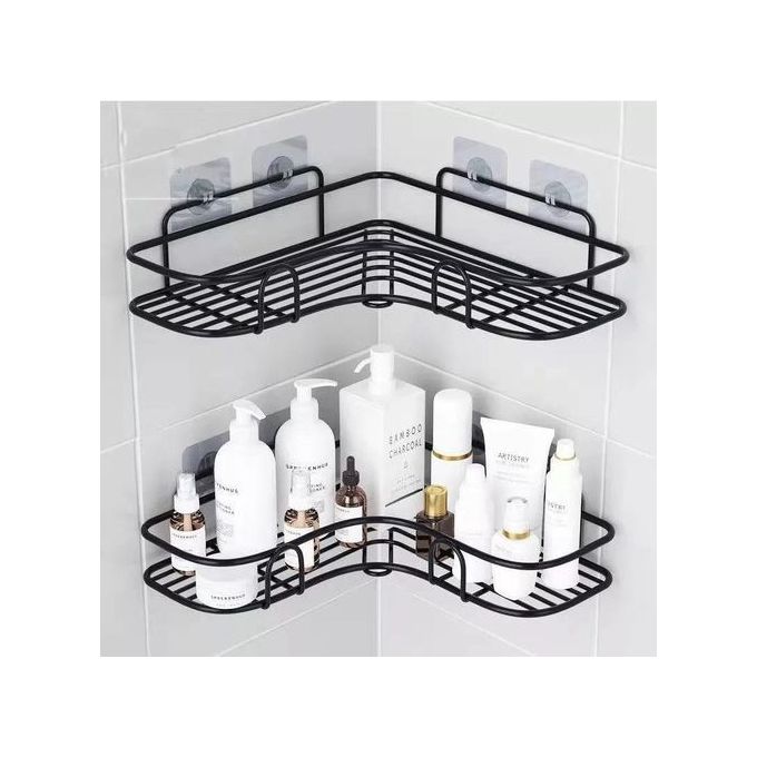 Bathroom Corner Shelf -Black 0rganiser rust resistance material